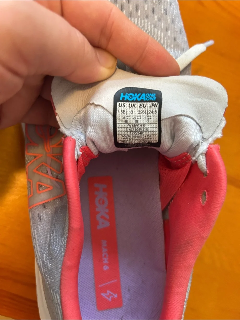 Hoka Women's Gray and Coral Athletic Running Shoes